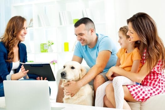 family talking to a consultant